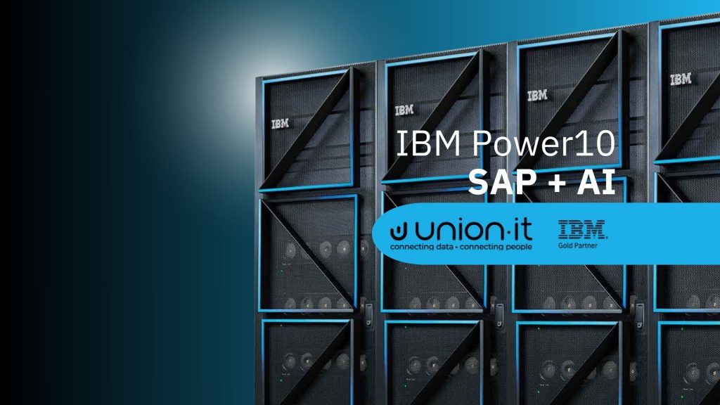 Servidores IBM Power10 integrados com SAP e Inteligência Artificial (AI), representando automação e eficiência na indústria.